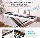 MUSTAR Digital Piano 88 Key Weighted with Stand, 88 Key Semi Weighted Keyboard Piano MEP-1400, Electric Piano Keyboard 88 Keys for Beginners, 2x25W Stereo Speakers, Case, Sustain Pedal, ABS, White by TinyTreasures Baby Boutique