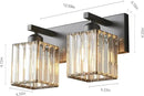 Modern Bathroom Vanity Light 2-Lights Black Crystal Bathroom Wall Light Vanity Light Fixtures，12.59-inch Modern Minimalist Design by CozyNest Decor