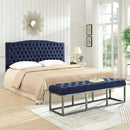 24KF Upholstered Tufted Button Linen Fabric Headboard,Comfortable Fashional Headboard King/CA King Size,Navy Blue by CozyNest Decor
