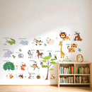 Large Animals Learning Educational Wall Stickers Kids,Nursery Playroom Wall Decals,Daycare Preschool Classroom Wall Stickers Peel and Stick Removable,Cute Wall Decor for Boy,Girl,Toddler,Baby. by TinyTreasures Baby Boutique