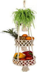 Pony River Hanging Fruit Basket, 3 Tier Cotton Macrame Produce Basket for Kitchen, Indoor Planter Hangers. by CozyNest Decor