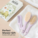 Baby Hair Brush and Comb Set for Newborn - Wooden Baby Hair Brush Set with Soft Goat Bristle, Baby Brush Set for Newborns, Baby Brush and Comb Set Girl, Boy, Toddler Cradle Cap Brush (Oval, Thistle) by TinyTreasures Baby Boutique