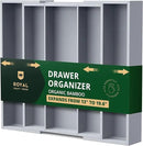 ROYAL CRAFT WOOD Luxury Bamboo Kitchen Drawer Organizer - Silverware Organizer - Utensil Holder and Cutlery Tray with Grooved Drawer Dividers for Flatware and Kitchen Utensils (5 Slot, Gray) by CozyNest Decor