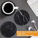 Drink Coasters with Holder Absorbent Ceramic Coasters Set of 6 Black Marble Style, 4 Inches Suitable for Kinds of Cups and Outdoor Picnic by CozyNest Decor
