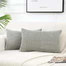 Fancy Homi 2 Packs Grey Long Lumbar Decorative Throw Pillow Covers 12x24 Inch for Couch Bed Sofa, Rustic Farmhouse Boho Home Decor, Soft Striped Corduroy Rectangle Accent Cushion Case 30x60 cm by CozyNest Decor