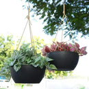 13 Inch 2 Pack Large Hanging Planters for Indoor Outdoor Plants, Plastic Hanging Basket Pots for House Plants Flowers, Black by GreenHaven Gardens