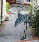 Regal Art & Gift Outdoor Garden Décor, Unique Bird Sculpture, Rustic Metal Bird Statues, Garden Ornaments, Bird Figurine for Lawn, Decorative Sculpture, Heron, Blue, Wings Down, 41"height by CozyNest Decor