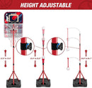 4 in 1 Kids Basketball Hoop and Tball Set for Toddlers 3-5, Basketball Goal with Scoreboard & LED, Hanging Tee Ball Stand with Baseball Pitching Machine, Indoor Outdoor Sport Toys for Boys 4-8 by TinyTreasures Baby Boutique