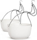 Dexceder 9.8 Inch Self Watering Hanging Planters Indoor Outdoor, Thickened Hanging Basket Flower Plant Pot (2 Pack, White) by CozyNest Decor