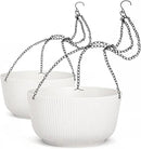 Dexceder 8.75 Inch Self Watering Hanging Planters Indoor Outdoor, Thickened Hanging Basket Flower Plant Pot (2 Pack, White) by CozyNest Decor