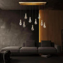 Raindrop 9-Light Chandeliers for Dining Room Gold Dining Room Lights Fixture Over Table, Brass Pendant Lights Kitchen Island, Adjustable Rope Teardrop Hanging Lamp Ceiling for Living Room by CozyNest Decor