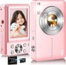 Digital Camera,FHD 1080P Kids Camera 44MP Point and Shoot Digital Cameras with 32GB Card,16X Zoom,Anti-Shake,Date Stamp,Compact Small Cameras Photography for Kids Student Teen Girl Boy(Pink) by TinyTreasures Baby Boutique