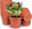 Homenote Pots for Plants, 15 Pack 6 Inch Plastic Planters with Multiple Drainage Holes and Tray - Plant Pots for All Home Garden Flowers Succulents (Terra Cotta) by GreenHaven Gardens