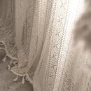 Sutuo Home Crochet Boho Curtain 96 Inches Length, Sheer Lace Handmade Tassels Knitted Window Treatment Vintage Rustic Bohemian Farmhouse Drape for Bedroom Rod Pocket 1 Panel 59" W x 96" L, Beige Wave by CozyNest Decor
