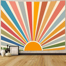 Kanuyee Boho Burning Sun Tapestry Wall Hanging, Retro 70s Abstract Vintage Geometric Rainbow Sunrise Tapestries for Bedroom Living Room Backdrop 60×80 inch by CozyNest Decor