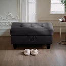 Ottoman Rectangular Storage Ottoman Bench, Faux Leather Footrest, Coffee Table, Stool Footstool with Hinged Lid for Living Room, Bedroom, Entryway, Black, 35"x23.5"x17.5" by CozyNest Decor