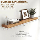 Fun Memories 48" Floating Shelves for Wall, Live Edge Solid Elm Wood Floating Shelf with Invisible Bracket, Wall Mounted Display Wooden Shelves for Bathroom, Kitchen, Bedroom, Natural Color, Set of 1 by CozyNest Decor