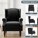 UIXE PU Leather High Back Accent Chair, Upholstered Armchair for Living Room, Retro Wingback Arm Chair Nailhead Trim Single Sofa Bedroom Reading Seat with Solid Wood Legs - Black by CozyNest Decor