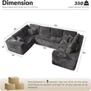 ovios Sectional Cloud Couch for Living Room, Modular Floor Sofa with Plush Corduroy, No Assembly Required, Big Comfy Couches Set with Fluffy Memory Foam, Stupendous U Shaped Sofas with Chaise, Black by CozyNest Decor