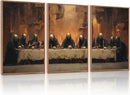 KAIRNE Framed Skeleton Canvas Wall Art,Abstract Retro Skull Pictures Set of 3(16”X24”),Scary Halloween Prints,Horror Wall Art,Skeleton Last Supper Posters for Living Room Bedroom Ding Room Decoration by CozyNest Decor