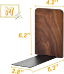Book Ends, Black Walnut Wooden Bookends for Shelves - Heavy Duty Non-Slip Book Organizers, Upgraded Decorative Bookend Holders for Home, Kitchen, Office, Set of 2, Medium by CozyNest Decor