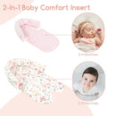 Baby Car Seat Head Support for Newborn, GFU 2 in 1 Infant Car Seat Head Body Support with Strap Pads, Soft Stroller Cushion Pillow Insert for Girls, Fits for Stroller, Swing, Pink Floral by TinyTreasures Baby Boutique