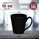 DISCOUNT PROMOS Glossy Ceramic Latte Coffee Mug 12 oz. Set of 10, Bulk Pack - Perfect for Tea, Espresso, Cappuccino, Hot Cocoa - Black by CozyNest Decor