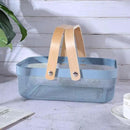 Metal Mesh Steel Basket, Storage Organizer Baskets Garden Harvest Basket Multi-functional Kitchen Fruit Baskets Bin with Wooden Handle for Bathroom Picnic Shopping Decor Cabinet Home, Blue by GreenHaven Gardens