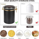 Yangbaga 304 Stainless Steel Coffee Canisters for Ground Coffee,3 x 63 OZ Coffee Container with Shelf Coffee Bean Storage, Food Storage Jar with Gold Airtight Locking Clamp and Spoon for Kitchen by CozyNest Decor