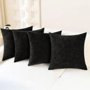 CaliTime Throw Pillow Covers Decorative 18 X 18 Inches Pack of 4 Cozy Chenille Cushion Cases for Couch Sofa Bed Living Room Home Black by CozyNest Decor