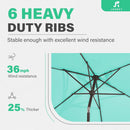 JEAREY 6.5x10 ft Rectangular Patio Umbrellas Outdoor Market Umbrella with Push Button Tilt and Crank, Rectangle Table Umbrella 6 Sturdy Ribs UV Protection for Pool Garden Backyard Deck, Aqua Sky by GreenHaven Gardens