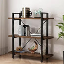 3 Tier Bookshelf Modern Rustic Open Bookshelf Office Solid Wood Bookcase and Book Shelves Wood and Metal Shelving Unit,Distressed Brown (AY-02-3Tier) by CozyNest Decor