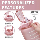 64oz,100oz,128oz Large Motivational Water Bottle with Time Marker, Leakproof & BPA Free Half Gallon Big Water Bottle with Straw Handle Tritan Frosted Water Jug for Gym,Fitness,Outdoor Sports by CozyNest Decor