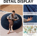 Bean Bag Chair 4Ft, Memory Foam Filled, Large Beanbag Chairs for Adults and Teens, Soft Sofa with Removable Flannel Cover, Round Couch for Living Room Bedroom College Dorm (Blue, 4FT-47×47"×24") by CozyNest Decor