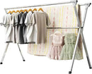 URYAN 79 Inches Stainless Steel Clothes Drying Rack, Heavy Duty Laundry Drying Rack Folding Indoor Outdoor, Portable Drying Rack Clothing, Free-Standing Laundry Stand with 20 Windproof Hooks by CozyNest Decor