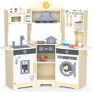 ANPABO Play Kitchen for Kids, Wooden Kitchen Playset w/Real Lights & Sounds, Coffee & Ice Maker, Microwave, Stove, 30Pcs Accessories Include Play Food, Pretend Play Set for Boys & Girls, Yellow by TinyTreasures Baby Boutique