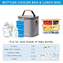 Breastmilk Cooler Bag with Ice Pack Fits 6 Baby Bottles Up to 9 Ounce, Baby Bottle Bag with Shoulder Strap for Nursing Mom Daycare, Grey by TinyTreasures Baby Boutique