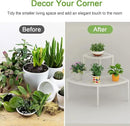 aboxoo 2 Tier Plant Stand Flower Pot Rack for Patio,Heavy Duty Metal Stair-Step Style Corner Shelf Planters, Quarter Round Display Holder for Indoor Outdoor Use(White, Semicircle) by GreenHaven Gardens