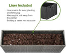 LEWIS&WAYNE Large Rectangular Block Planter Box Handmade Wicker Tall Planters for Outdoor Plants with Removable Liners Modern Planter for Indoor Outdoor Patio Deck - Gray, 36''x12''x16'' by GreenHaven Gardens