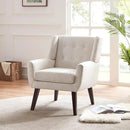 HUIMO Accent Chairs Set of 4, Upholstered Button Tufted Armchair, Linen Fabric Sofa Chairs for Bedroom, Living Room, Mid Century Modern Comfy Reading Chair (4, Beige) by CozyNest Decor