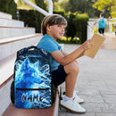 Custom Wolf Backpack for Boys Kids - 17 Inch Personalized Lightning Backpack for School Kindergarten Elementary Primary Senior Middle - Durable Cool Schoolbag with Name by TinyTreasures Baby Boutique