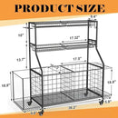 Sports Equipment Organizer, Garage Ball Storage Racks - Outdoor Toy Storage with 2 Side Racks & Removable Baskets, Heavy-Duty Garage Rolling Ball Cart with Wheels, Hooks for Toys, Sports Gear by CozyNest Decor