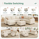 HONBAY Corduroy Sectional Couch with Storage U Shaped Sectional Sofa Modular Sectional Couches for Living Room, Beige by CozyNest Decor