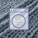 Bigacogo Chunky Knit Throw Blanket for Couch, 40x40 inches, 100% Hand Knitted with Thick Jumbo Chenille Yarn, Cozy Soft Large Rope Knot Cable Crochet Blankets for Sofa Bed Living Room, Cold Sea Blue by CozyNest Decor