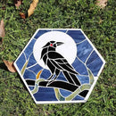 Bieye MSS004 Tiffany Style Stained Glass Mosaic Decorative Stepping Stone for Garden Decor (Raven, 13" Hexagonal) by CozyNest Decor
