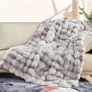 Touchat Luxury 1000GSM Faux Rabbit Fur Throw Blanket, Super Heavy Warm Cozy Grey Blankets for Couch Bed Sofa, Ruched Plush Fuzzy Elegant Soft Reversible Mink Blanket for Living Room Bedroom by CozyNest Decor