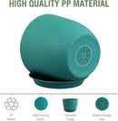 Plant Pots 12 inch, Plastic Planters with Drainage Holes and Saucers, Large Flower Pots for Indoor Outdoor Plants, Modern Decorative Pots for Garden House Plants, Blue Green by GreenHaven Gardens