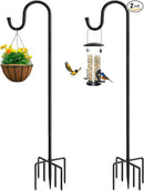 84" Shepherds Hooks for Outdoor, Heavy Duty Garden Bird Feeder Pole Hanging Bird Feeder, Solar Light Lanterns, Outdoor Plant Hanger Hook with 7 Base Prongs, 2 Packs by GreenHaven Gardens