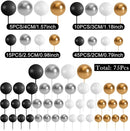 75 Pieces Cake Balls Topper Decorations Foam Cupcake Topper Mini Balloon Cake Topper Balls Cake Picks for Cake Deco Birthday Party Wedding（Black, Gold. Silver, White） by TinyTreasures Baby Boutique