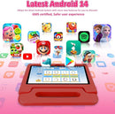 Kids Tablet, 10.1 inch IPS HD Touchscreen Android 14 64 GB Storage, 8GB RAM, Octa Core Tablet for Kid with Kid-Proof Case, Parental Controls, 12-hr Battery, WiFi, GPS – Red by TinyTreasures Baby Boutique
